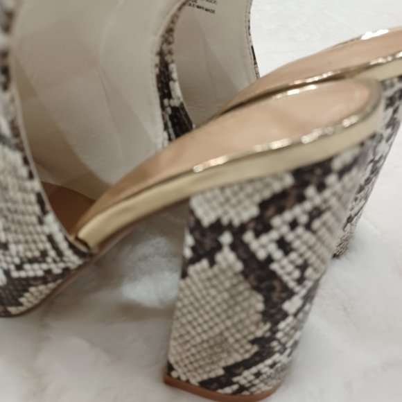 Aalia Natural Snakeskin Block Heel Slingback Pump Size 8.5 - Picture 9 of 13